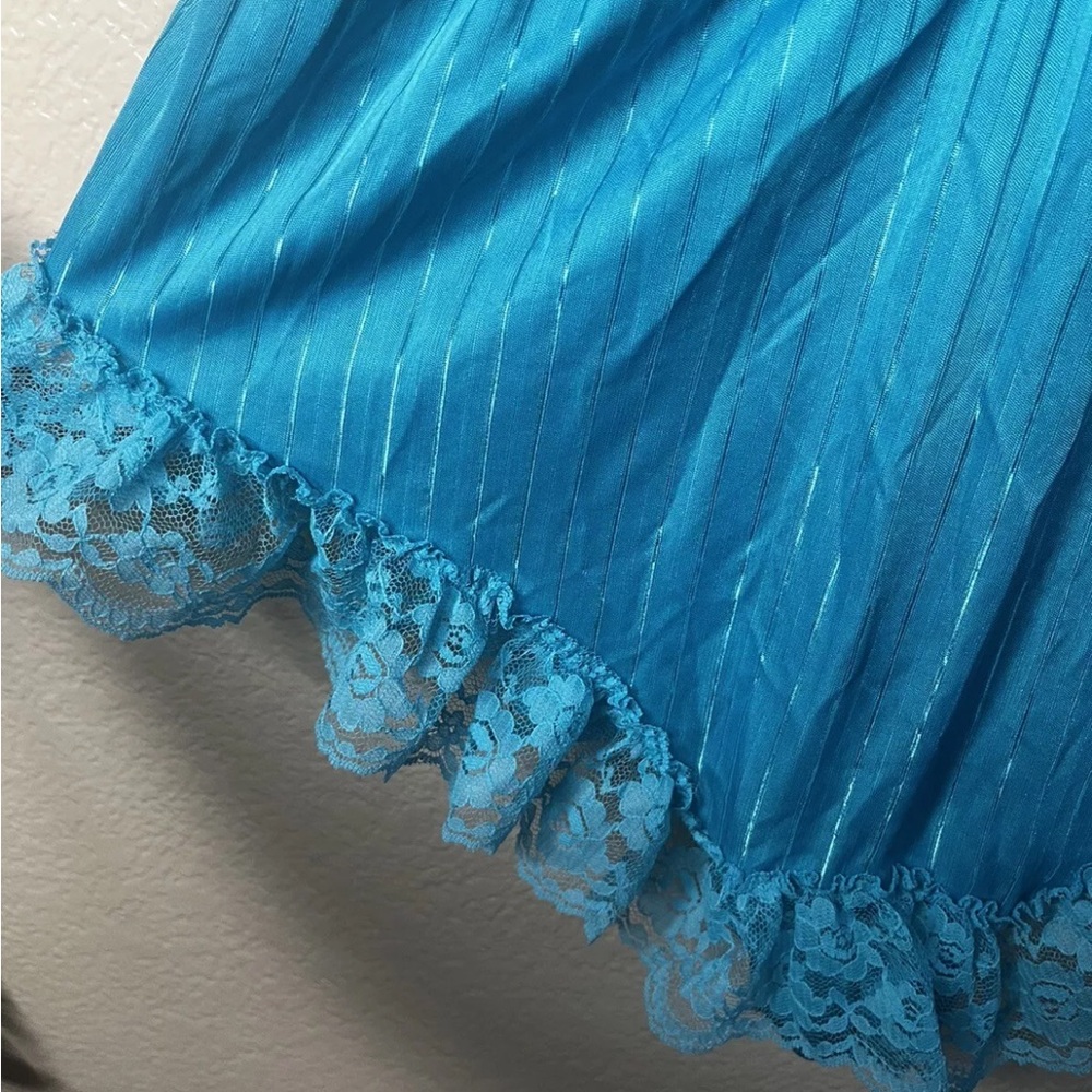 Vintage Night Time Creations Teal Silky Lace Romper Teddy New With Tags Med USA - Picture 4 of 8